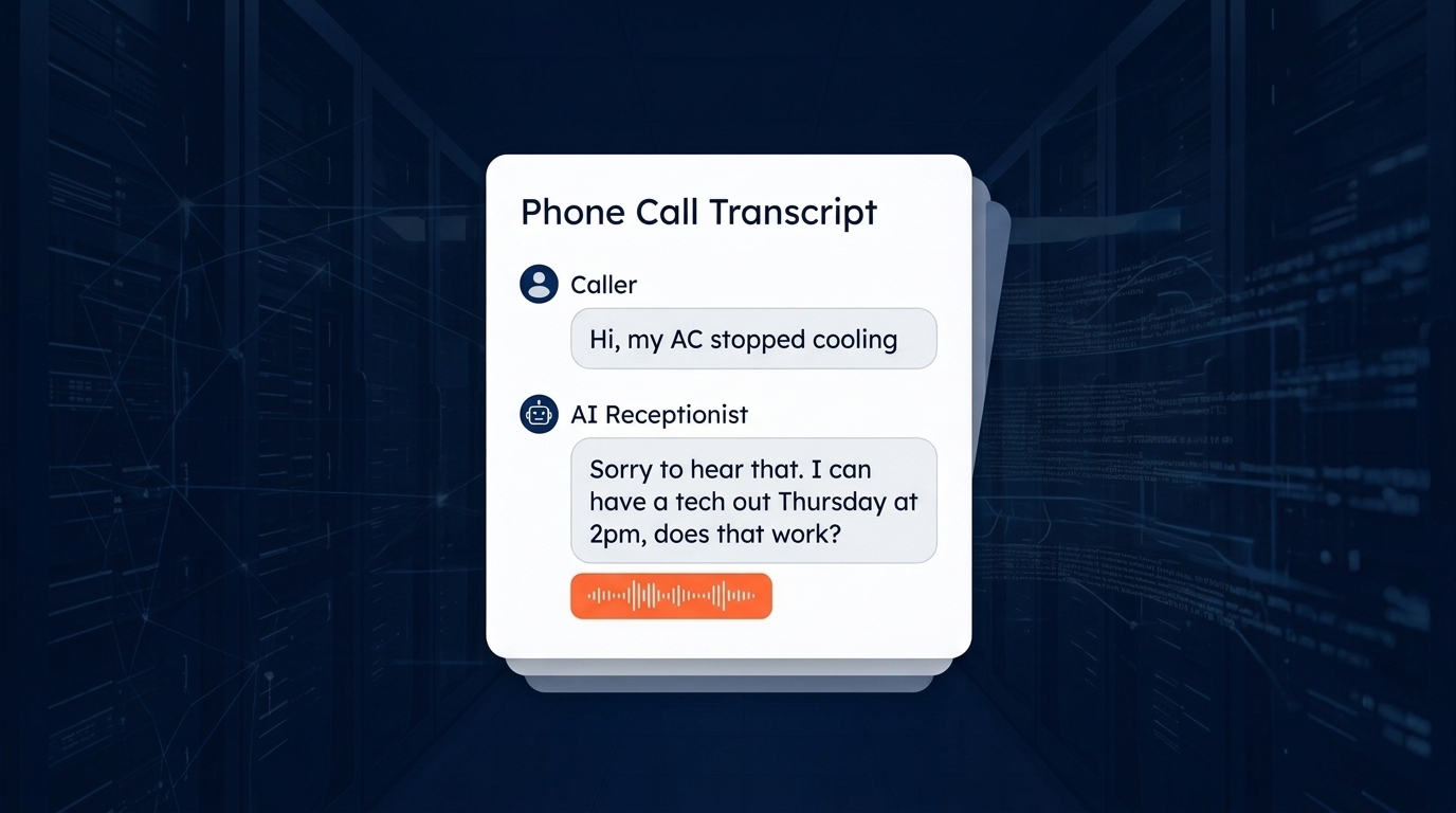 Mount AI Voice Receptionist Live Call Console